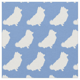 Tela Mascota Pomerania Dog Silhouette Light Blue