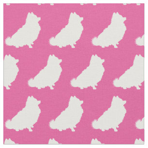Tela Mascota Pomerania Perro Silhouette Pink