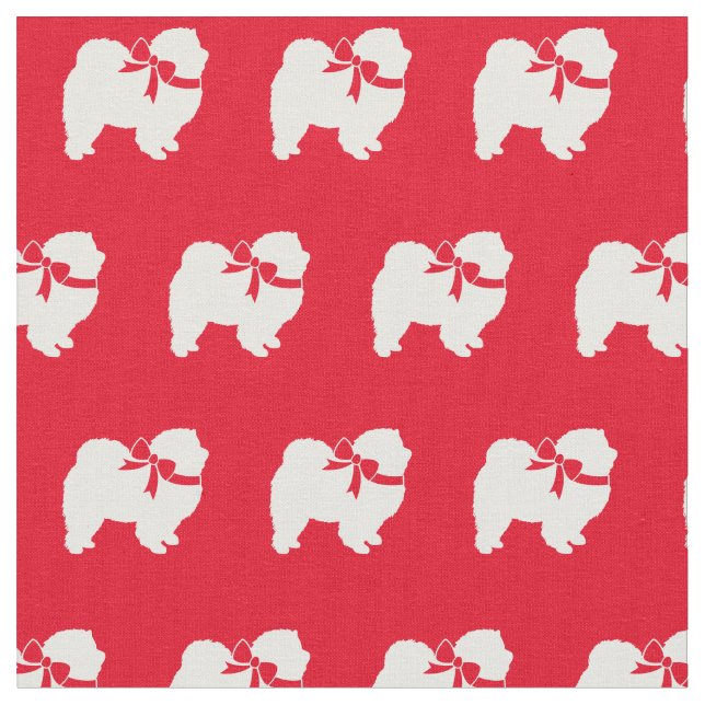 Tela Mascota rojo de silueta de perro Chow (De cerca)