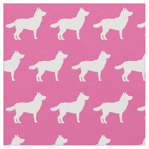 Tela Mascota siberiano Husky Dog Silhouette Pink