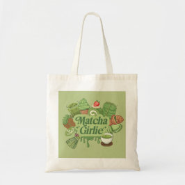 Tela "Matcha Girlie" Estético Bolso de Lona - Verde 