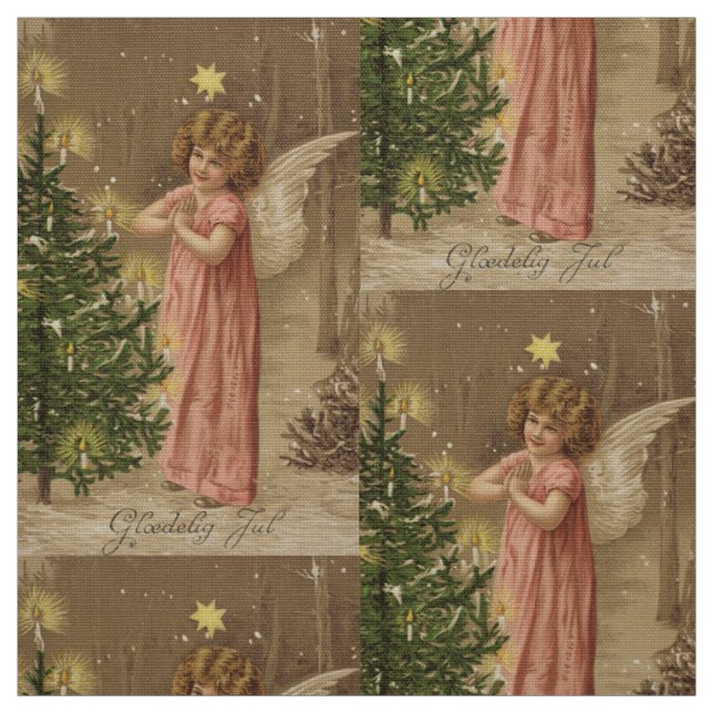 Tela Materia textil colorida del ángel del navidad del (Retal)
