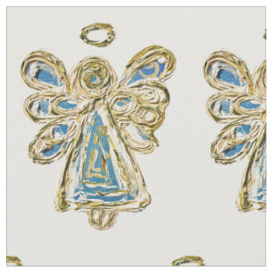 Tela Material del arte del ángel de la tutela Blue Gold