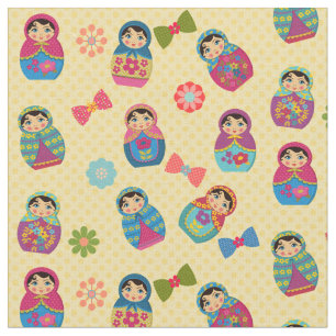 Tela Matryoshka Muñecas rusas sobre puntos de polka am