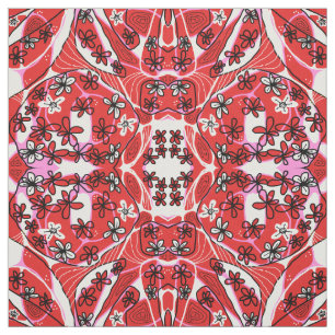 Tela Maximalista Arte Neuro Floral - Rosa Rojo