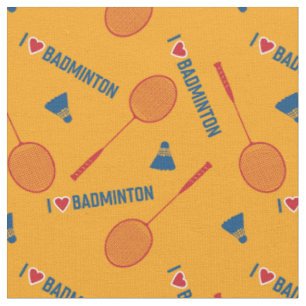 Tela Me encanta el bádminton con raquetas en naranja