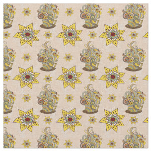 Tela Me encanta el café y las flores amarillas