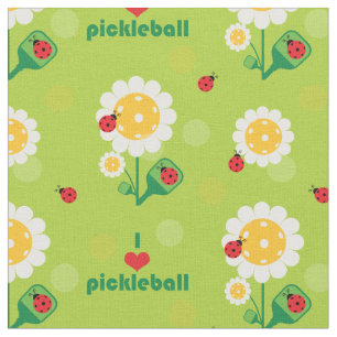 Tela Me encanta el pickleball con ladybugs, tamaño per