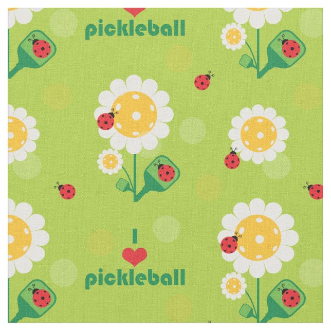 Tela Me encanta el pickleball con ladybugs, tamaño pers (De cerca)