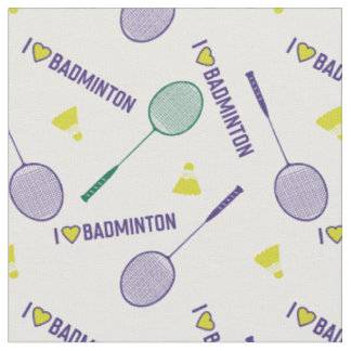 Tela Me encanta la badminton con raquetas verdes en bla