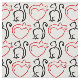 Tela ¡Me Encantan Los Gatos! (Black and Red Outlines on