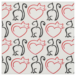 Tela ¡Me Encantan Los Gatos! (Black and Red Outlines on