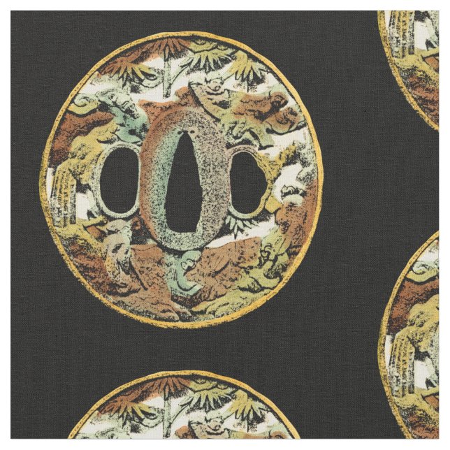 Tela Medallón asiático dorado por Vision Studio (De cerca)