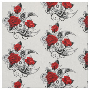 Tela Media luna mecánica con rosas rojas
