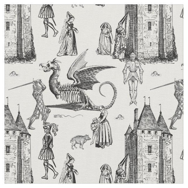 Tela medieval gothic dragon knight skeleton toile (De cerca)