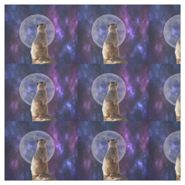 Tela Meerkat En Una Noche De Luna Llena, Tejido (Retal)