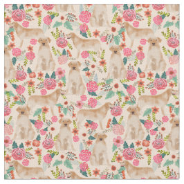 Tela Melocotón amarillo Labrador de diseño floral