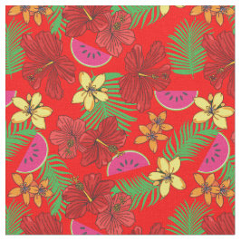 Tela Melones tropicales y hojas de palmera patrón flora