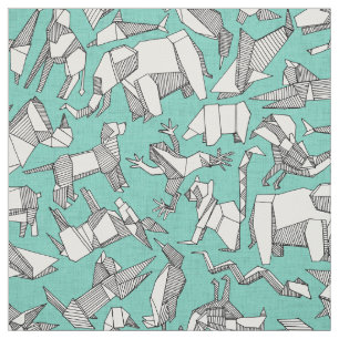 Tela menta ditsy animal del origami