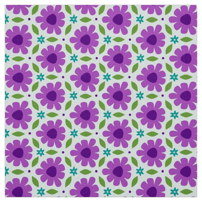 Tela MERMAID - Flores moradas en Aqua Girly Floral (Retal)