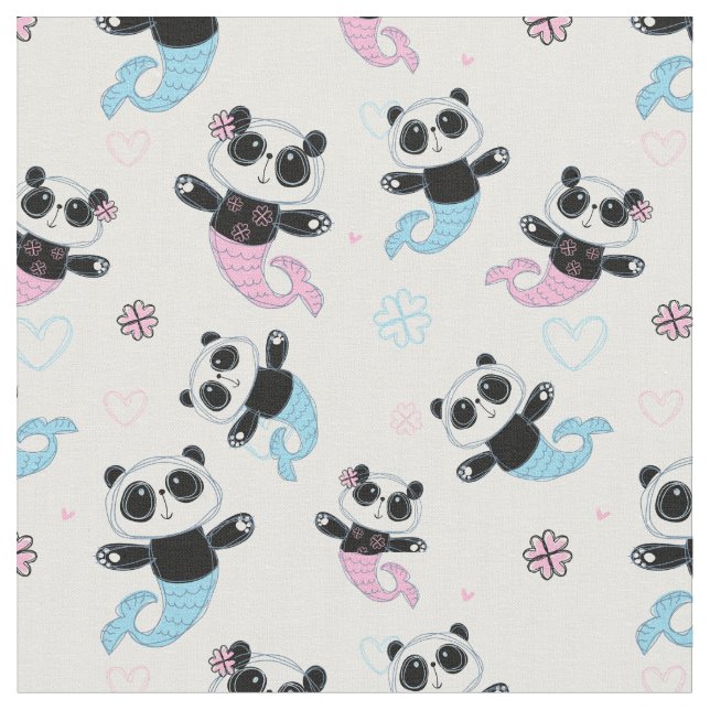 Tela Mermaids De Oso Cute Panda (De cerca)
