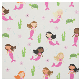 Tela Mermaids Tejido rosa multiracial