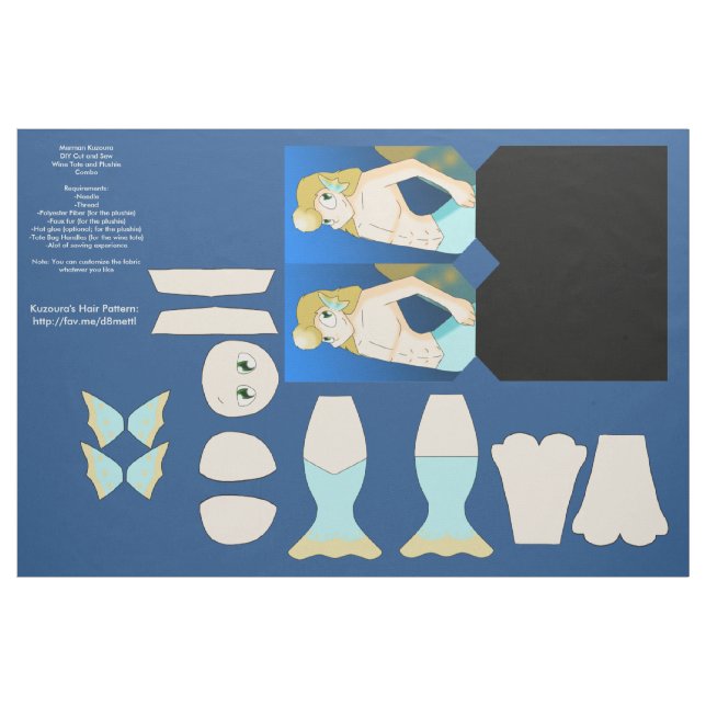 Tela Merman Kuzoura DIY Wine Tote y Plushie Combo (Yarda)