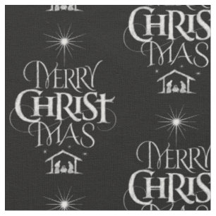 Tela Merry Christ Mas Navidades cristianos Black Chalk