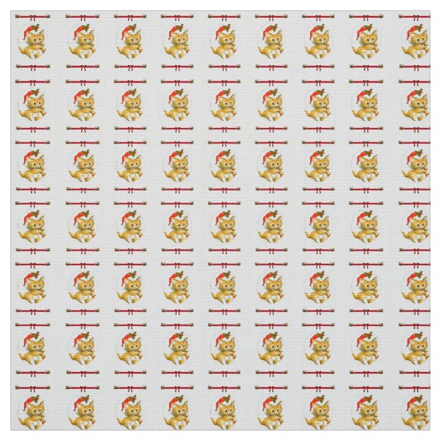 Tela Merry Christmas Kitten Fabric (Retal)