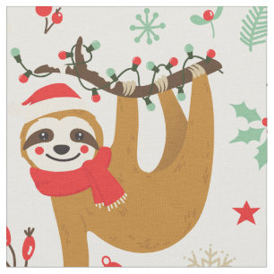 Tela Merry Christmas Sloth   Vacaciones