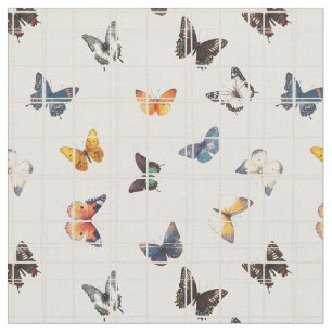 Tela Mezcla de mariposas beige