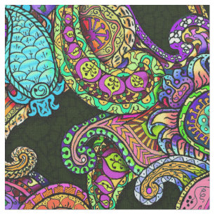 Tela Mezcla Paisley en grande negro
