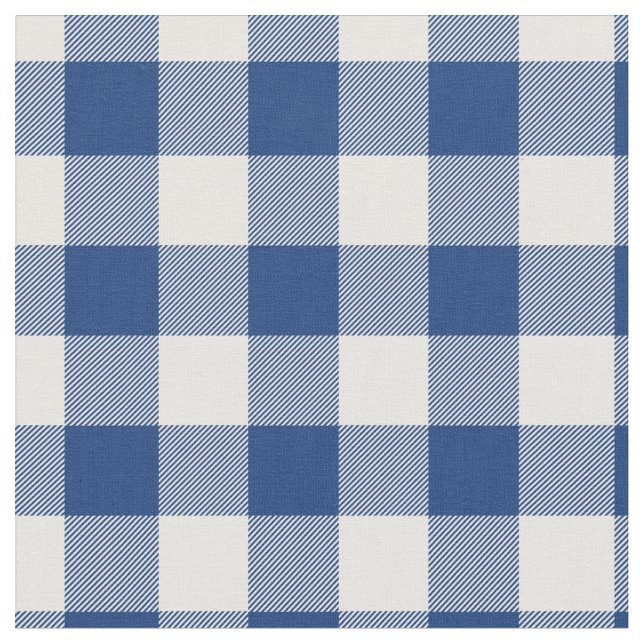 Tela Mid Blue & White Gingham Plaid (De cerca)