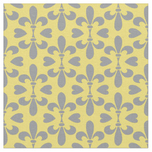 Tela Mid Century Moderno Yellow Grey Fleur de Lys