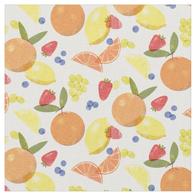 Tela Mid Mod Grungy Risograph Farmers Market Fruit (De cerca)
