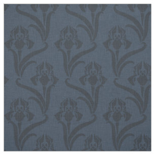 Tela Midnight Blue Art Nouveau Iris Fabric