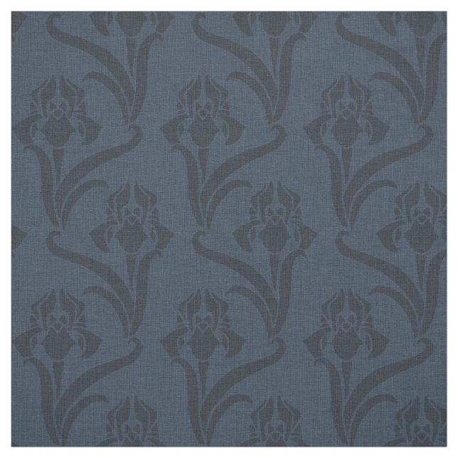 Tela Midnight Blue Art Nouveau Iris Fabric (Retal)