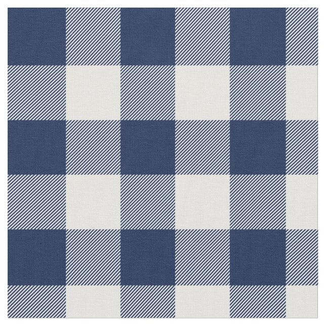 Tela Midnight Blue y White Gingham Plaid (De cerca)