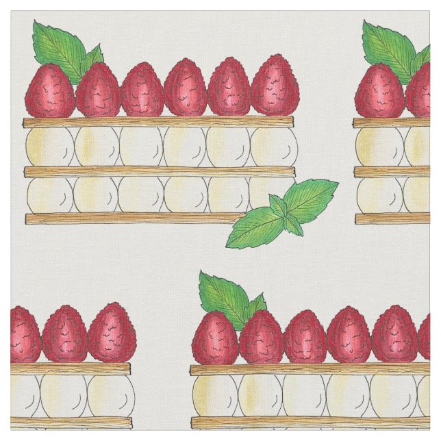 Tela Mille Feuille Francés Puff Pastry Raspberries (De cerca)