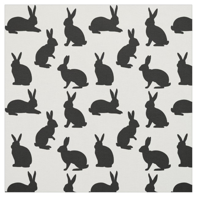 Tela Minimal Bunny Shapes In Black Cute Easter Pattern (Retal)