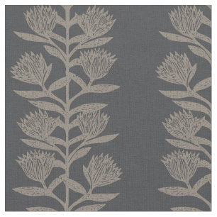 Tela Minimalista botánico floral carbón negro temperame