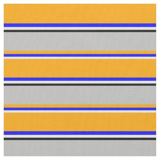 Tela Mint Cream, Blue, Naranja, Gray and Black Pattern (De cerca)