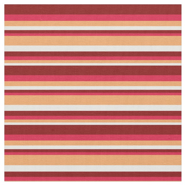 Tela Mint Cream, Brown, Crimson & Maroon Lines (De cerca)