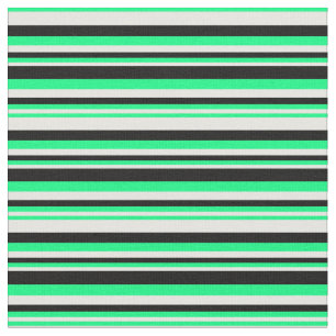 Tela Mint Cream, Green & Black Lines/Strips Pattern