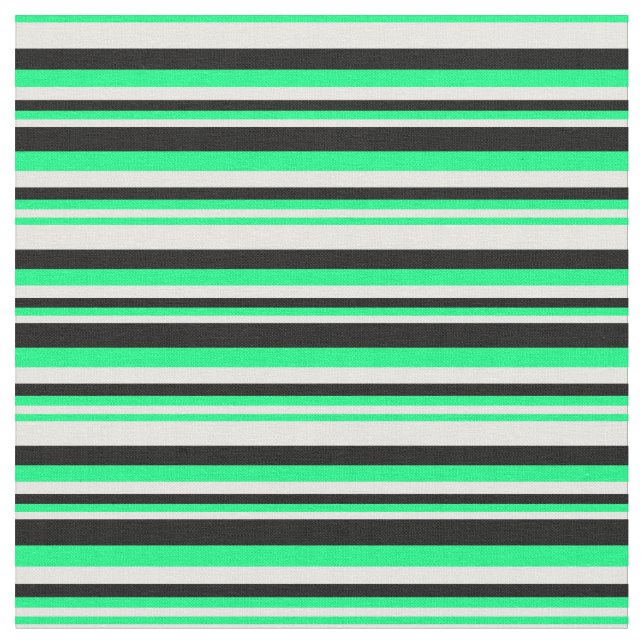 Tela Mint Cream, Green & Black Lines/Strips Pattern (De cerca)