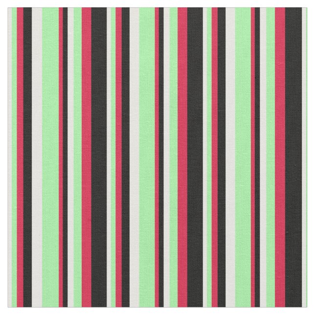 Tela Mint Cream, Green, Crimson & Black Colour Lines (De cerca)