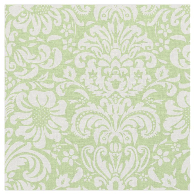 Tela Mint Green Floral Damask (De cerca)