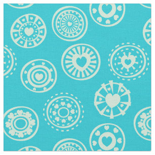 Tela Mint Green Heart Circles en Aqua   Valentine