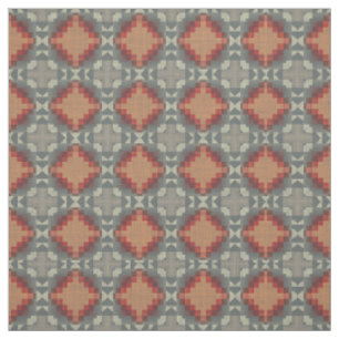 Tela Mirage Étnico Gris Marrón Beige Taupe Naranja Rojo