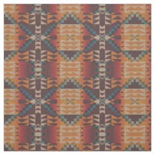 Tela Mirage Etno Taupe Marrón Rojo Azul Teal